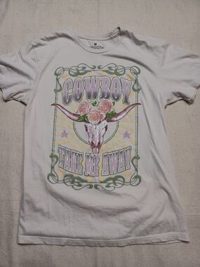 Goodie Two Sleeves Cowboy Take Me Away Short Sleeve Tee Women's Size Medium